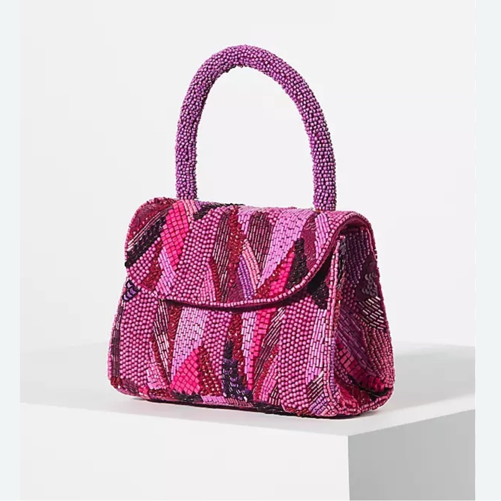 Anthropologie Pink sequins Beaded Handbag
